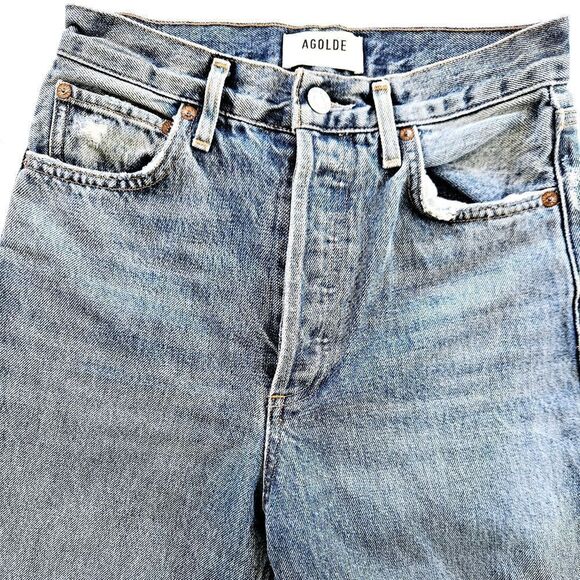 AGOLDE 90s Pinch Waist High Rise Straight Leg Full Length Jeans in Endless 24 - Picture 5 of 14